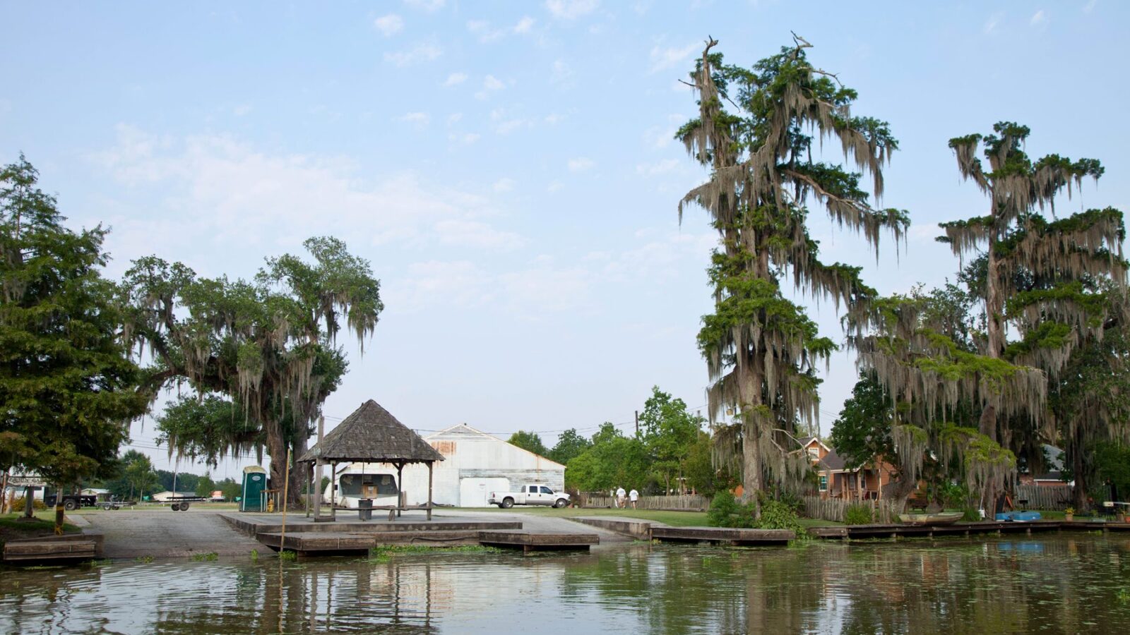 Sportsman's Landing and its pavilion from the water
